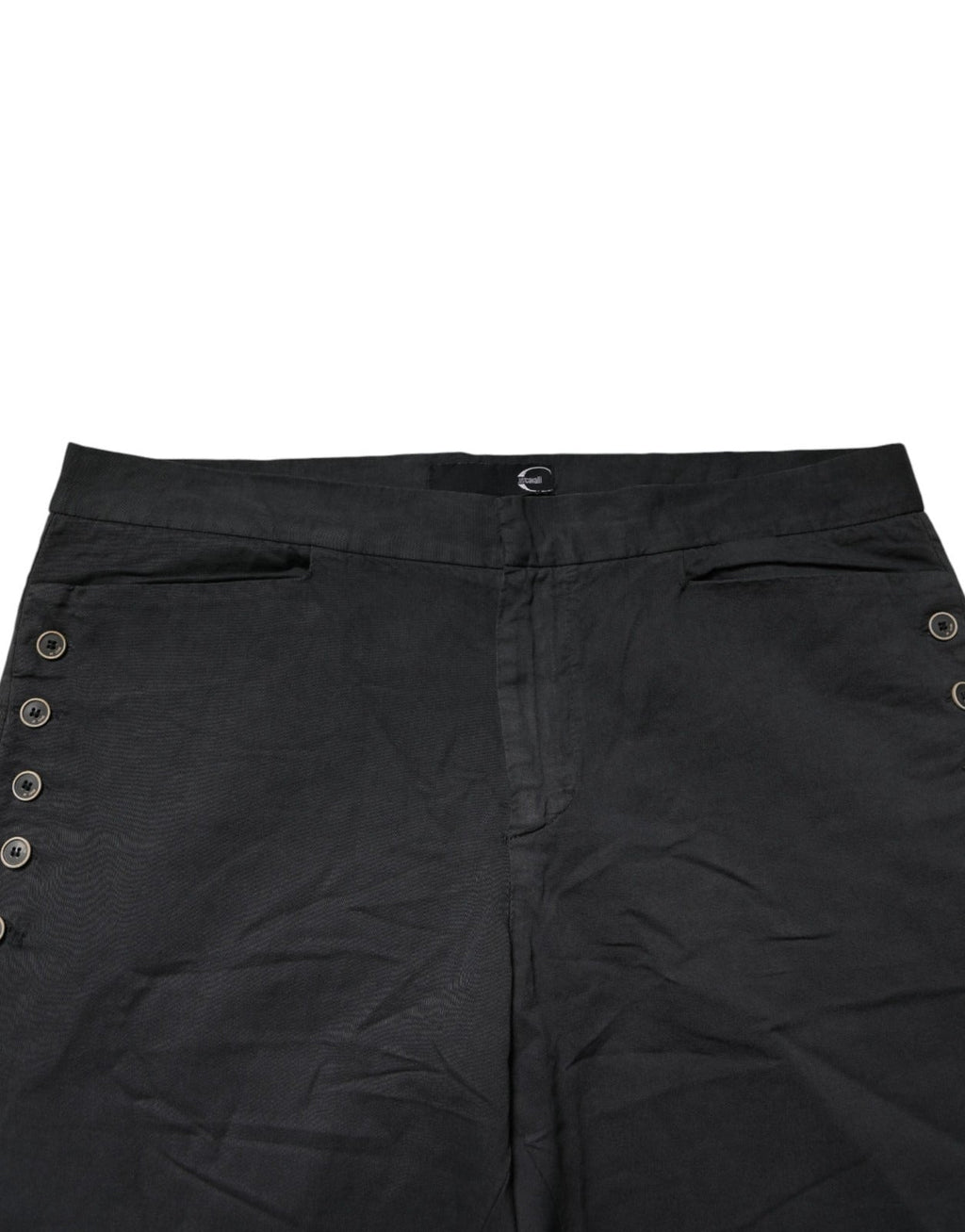 Just Cavalli Black Straight Fit Mid Waist Denim Trouser Jeans