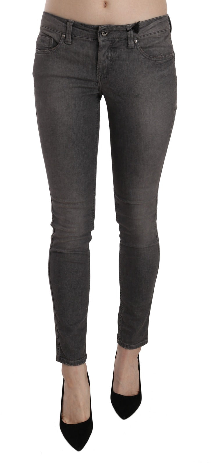 Costume National Gray Washed Low Waist Skinny Jeans