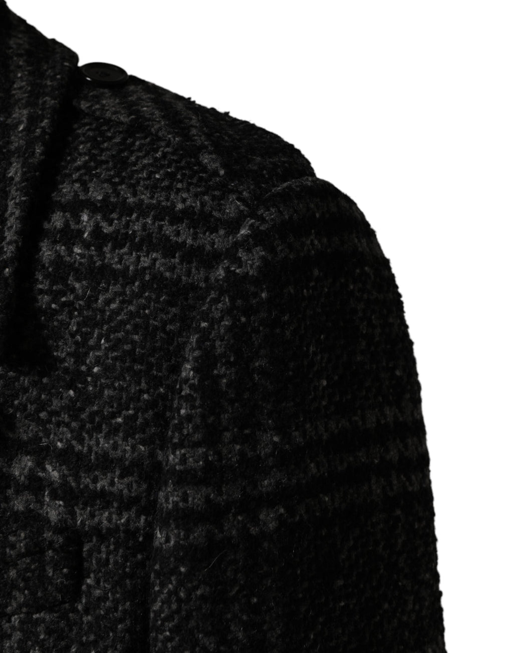Dolce & Gabbana Grey Double Breasted Plaid Wool Coat Jacket