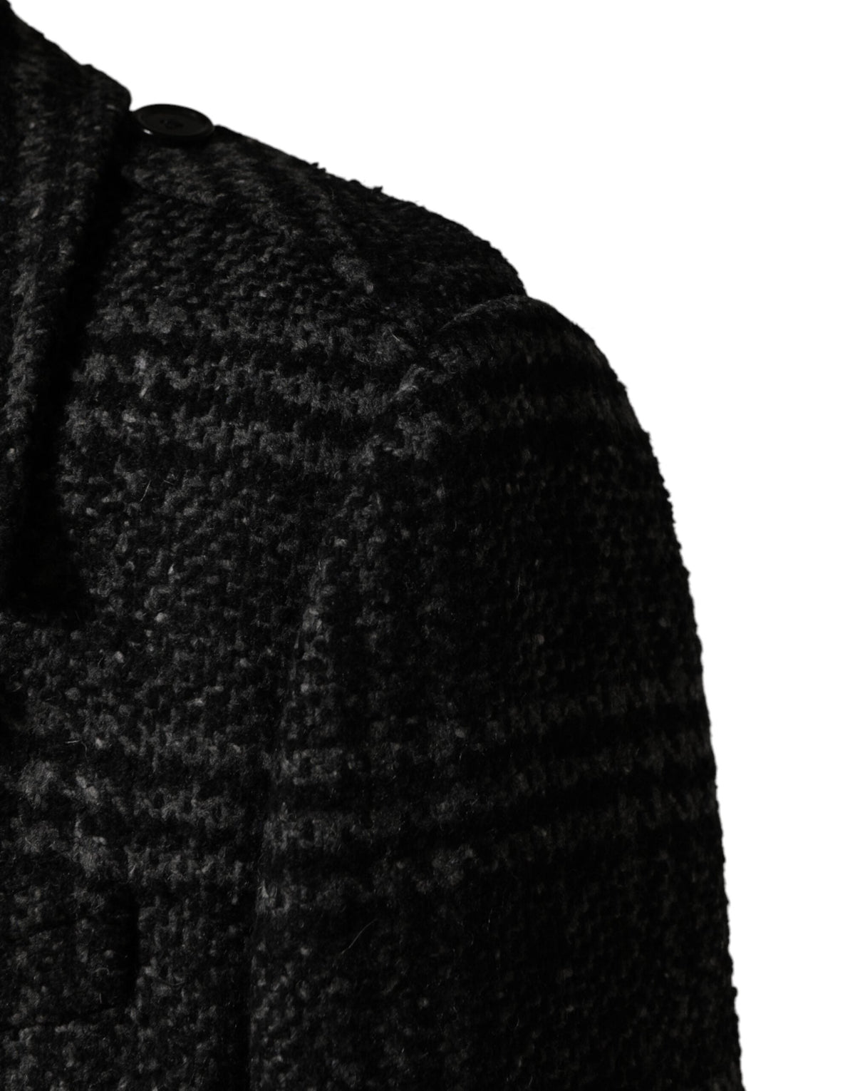 Dolce & Gabbana Grey Double Breasted Plaid Wool Coat Jacket