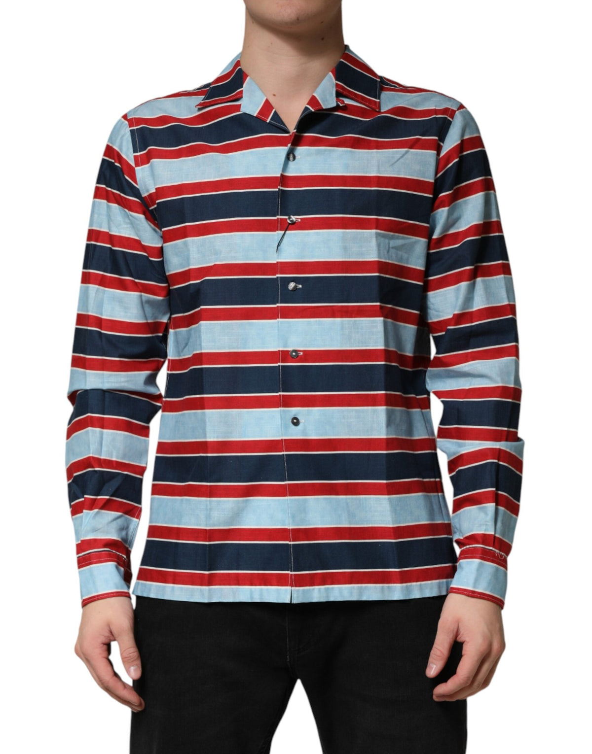 Dolce & Gabbana Multicolor Stripes Cotton Men Button Down Shirt