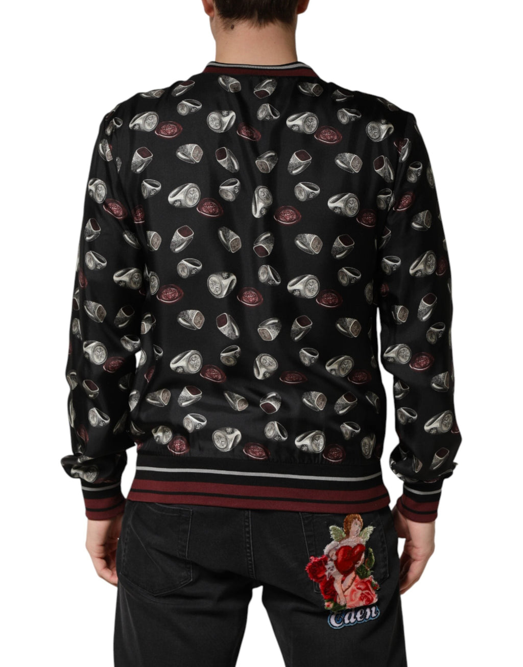 Dolce & Gabbana Black Ring Print CrewNeck Sweatshirt  Sweater