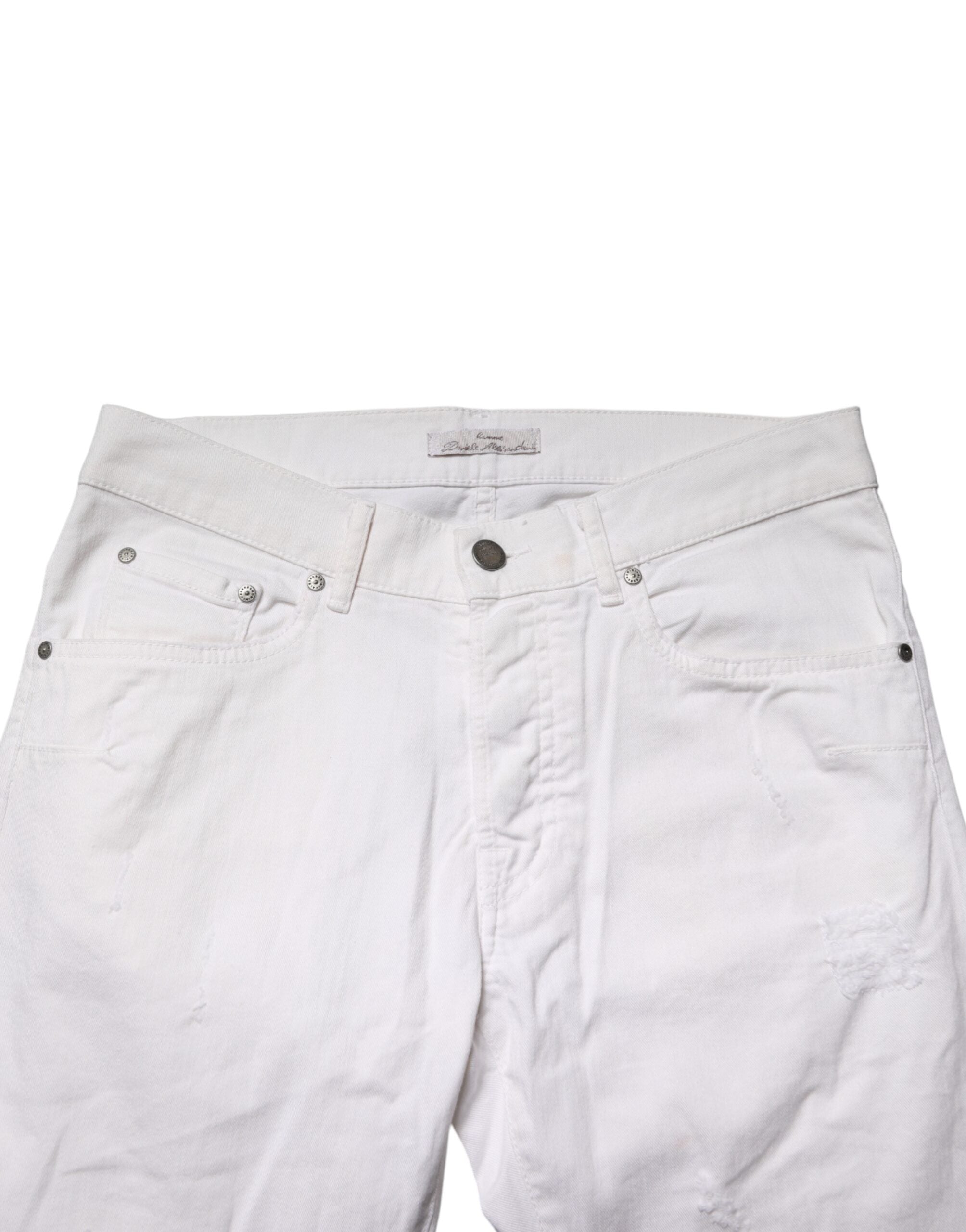 Daniele Alessandrini White Cotton Stretch Skinny Denim Jeans