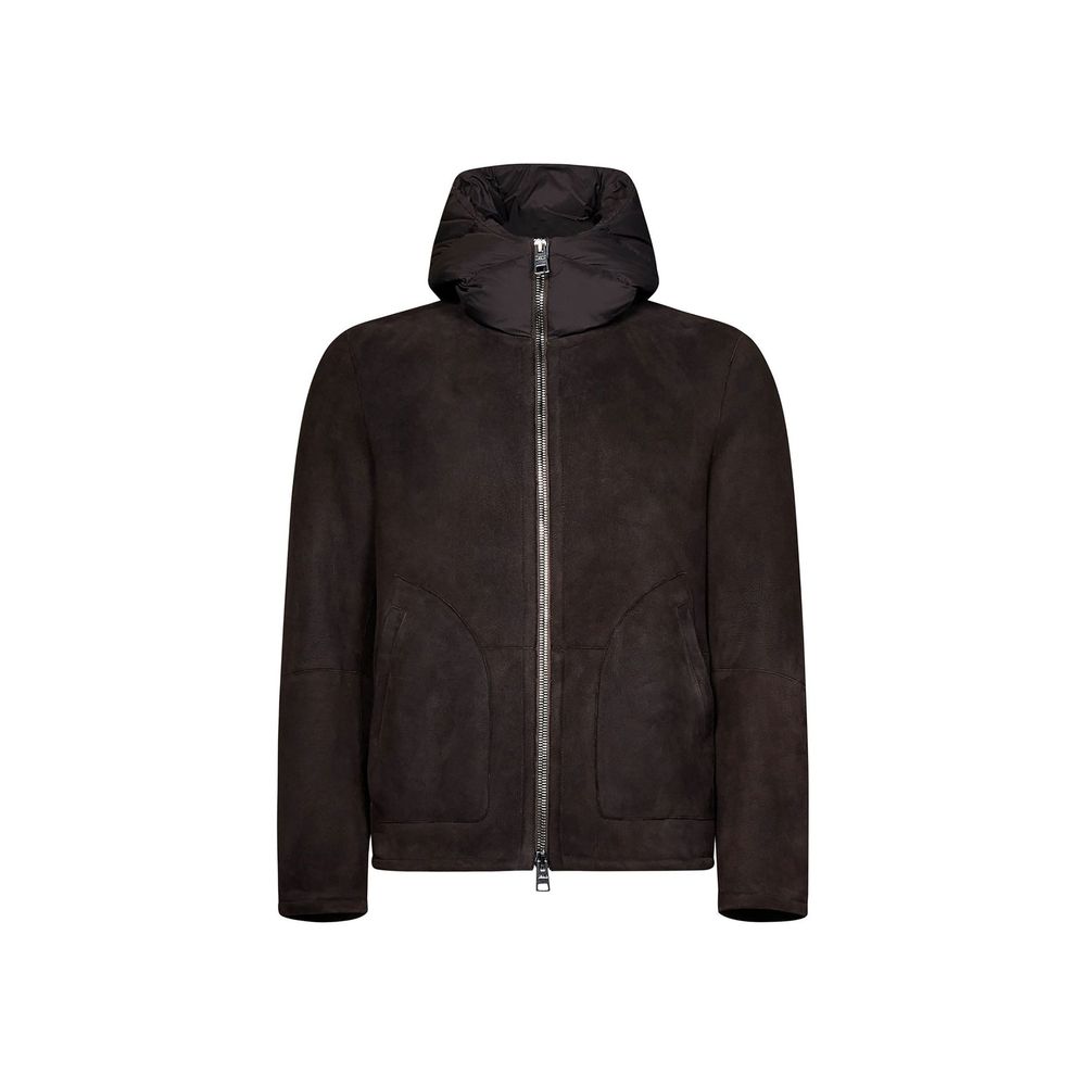 Herno Brown Lambskin Full-Length Jacket