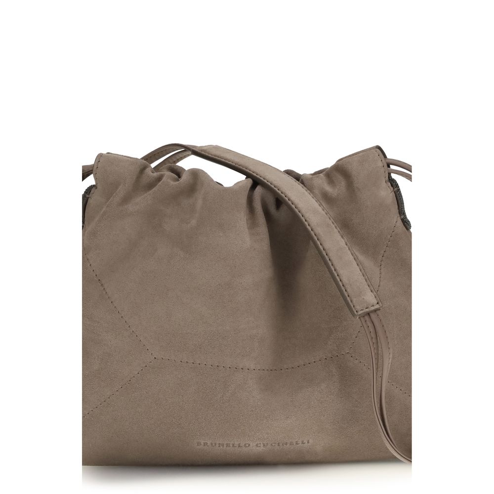 Brunello Cucinelli Beige Calf Leather Bos Taurus Shoulder Bag
