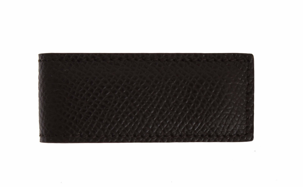 Dolce & Gabbana Brown Leather Magnet Mens Money Bar Clasp Money Cash Clip