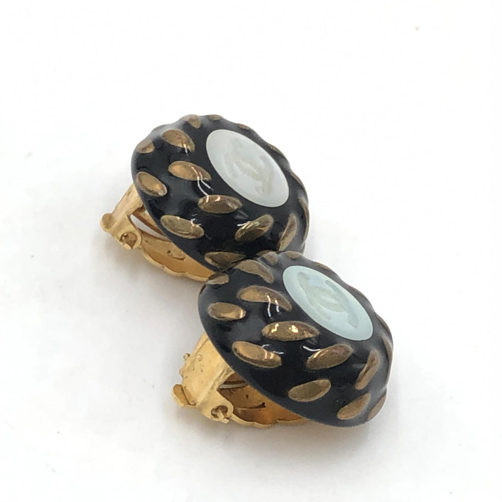 Chanel CC Button Clip-On Earrings