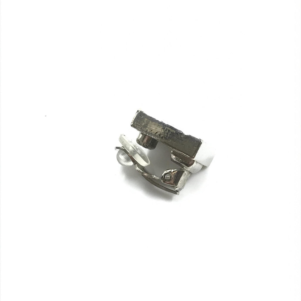 Chanel Coco Mark Earrings Black/White/Silver