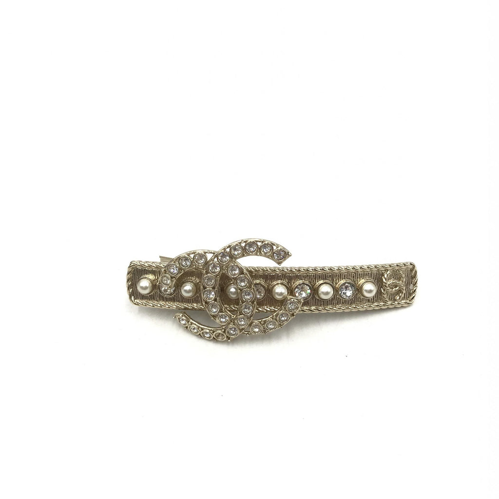 Chanel Crystal Pearl CC Hair Clip