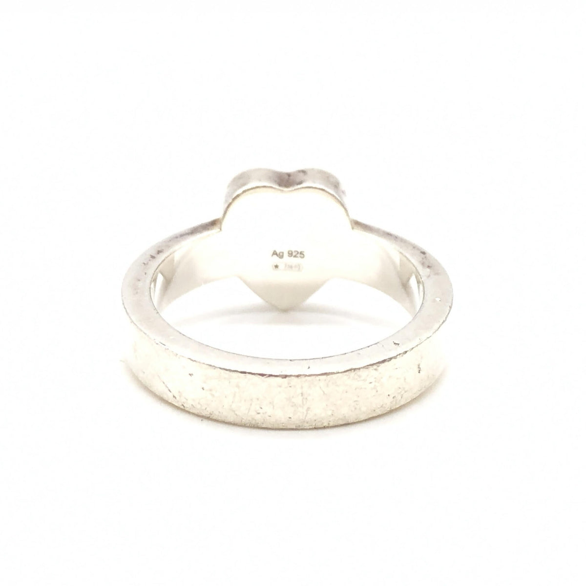 Gucci Sterling Silver Heart Trademark Ring, US Size 5.5