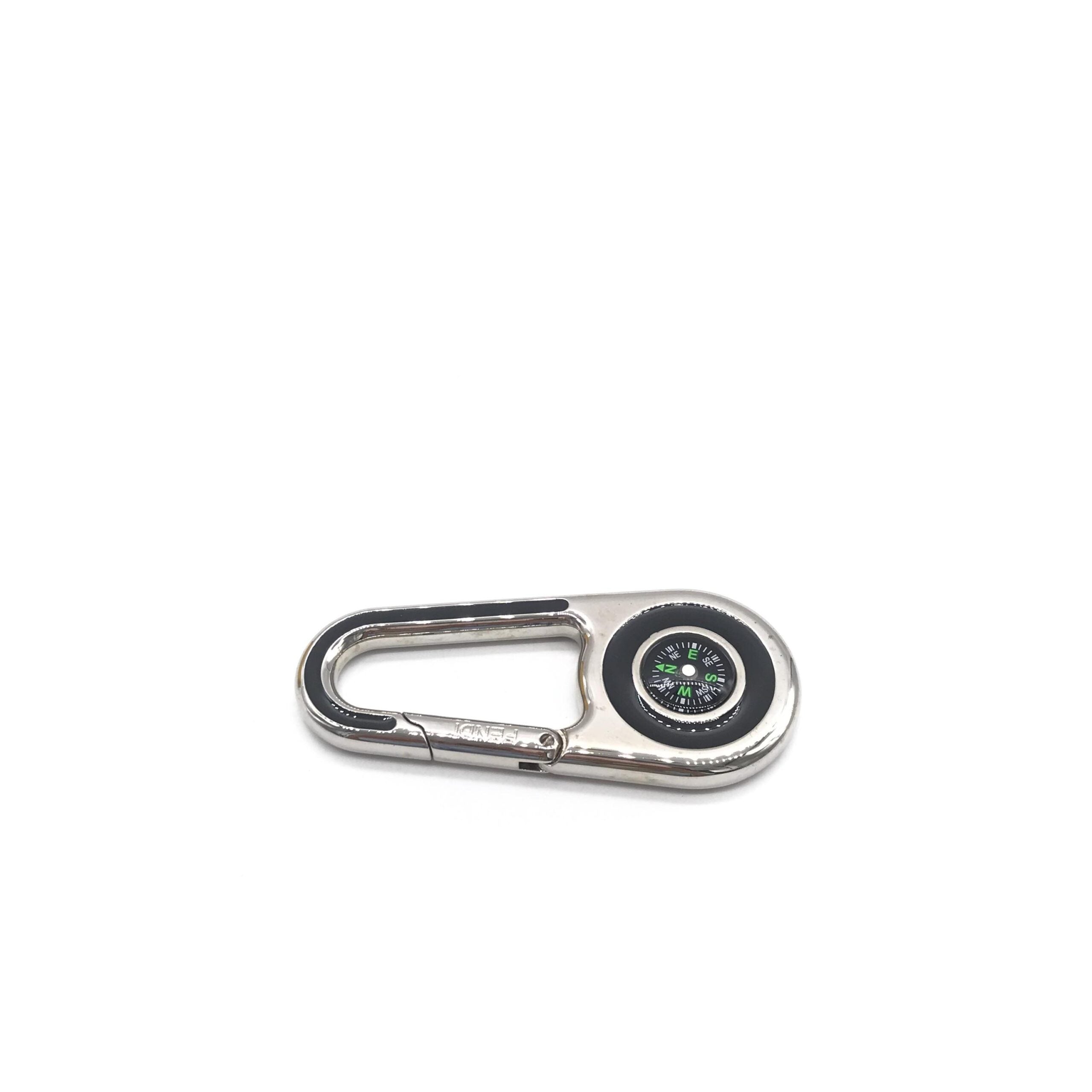Fendi Silver Metal Compass Charm Keychain