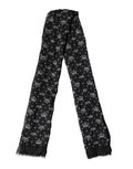 Dolce & Gabbana Black Wool Crown Print Fringe Neck Wrap 180cm x 65cm Scarf