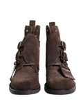 Dolce & Gabbana Brown Suede Leather Buckle Ankle Boots Shoes
