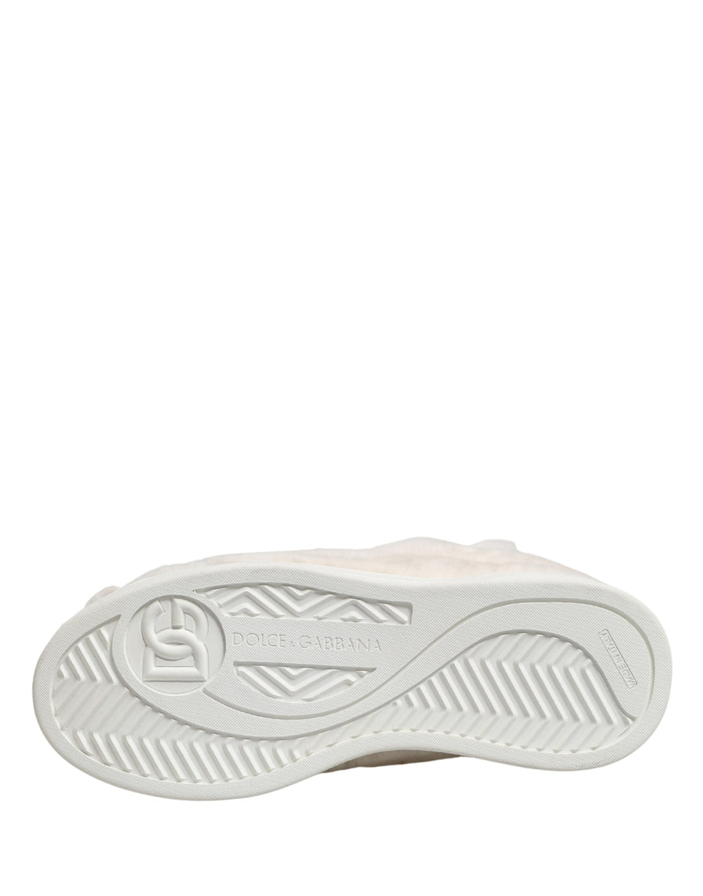 Dolce & Gabbana White Shearling Fur Bianco Low Top Sneakers Shoes