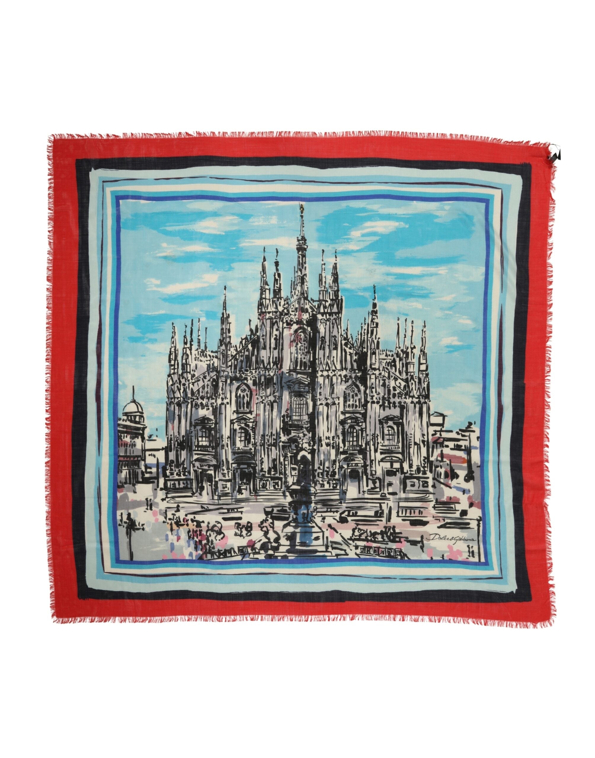 Dolce & Gabbana Multicolor Milano Print Cashmere 134cm x 130cm Men Scarf