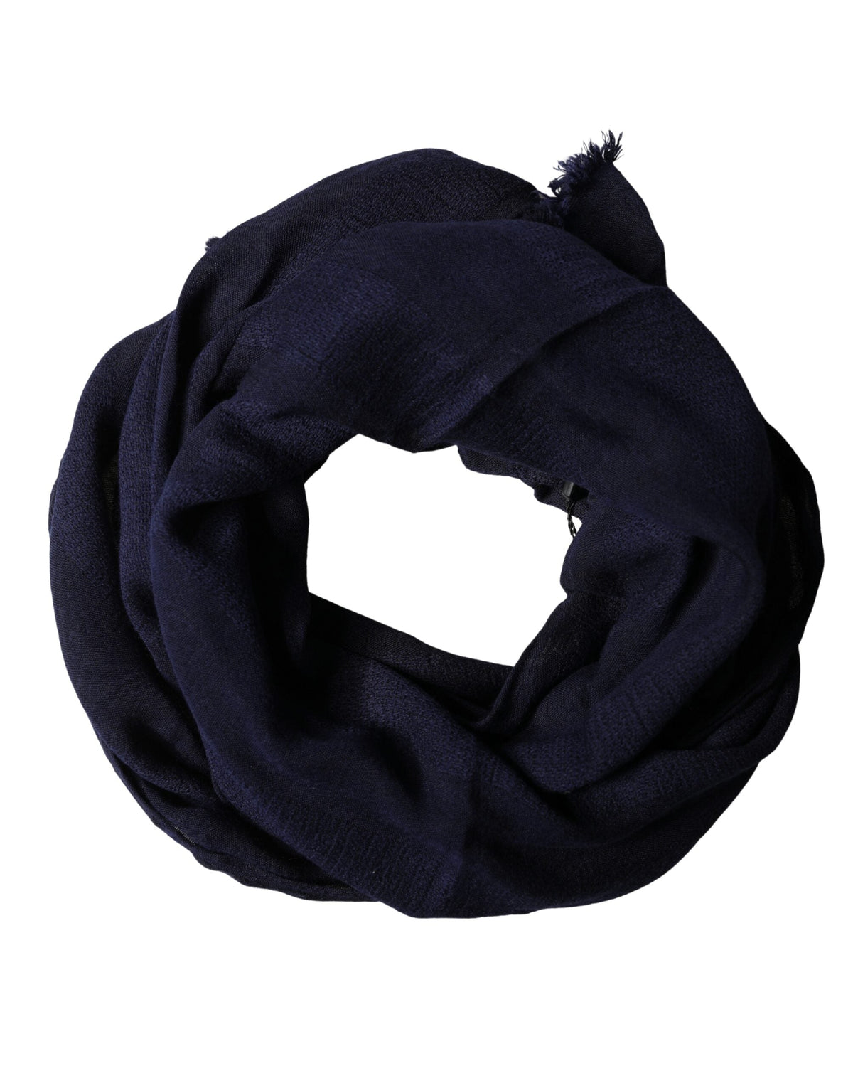 Dolce & Gabbana Dark Blue Wool Knit Unisex Wrap Fringe Shawl 170cm x 60cm Scarf