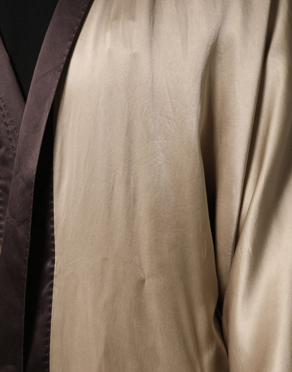 Dolce & Gabbana Beige Silk Satin Long Coat Robe Jacket