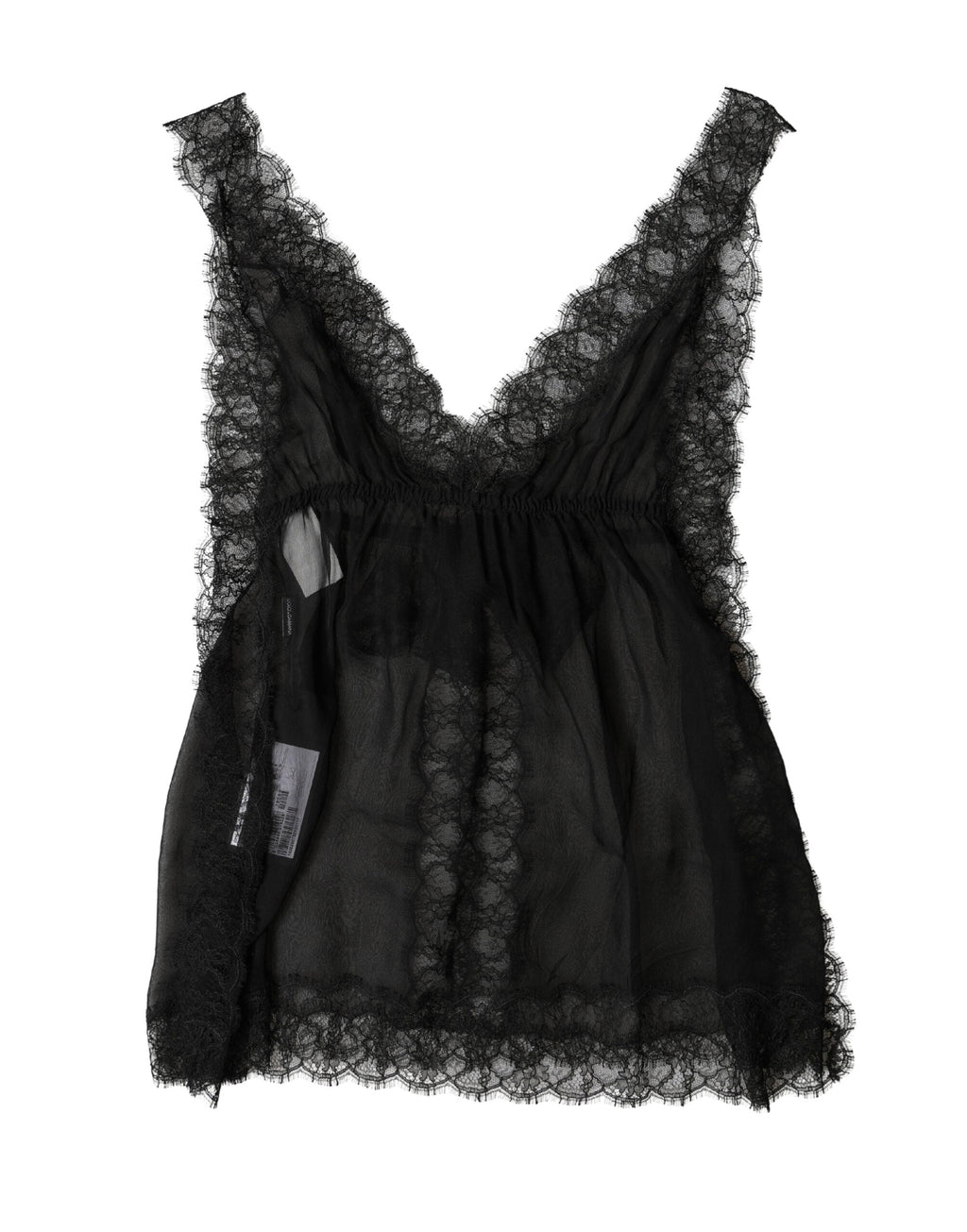Dolce & Gabbana Black Silk Floral Lace Lingerie Top Underwear