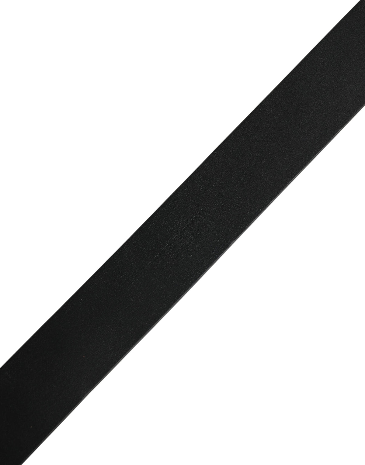 Dolce & Gabbana Black Calf Leather Gold Metal Buckle Belt