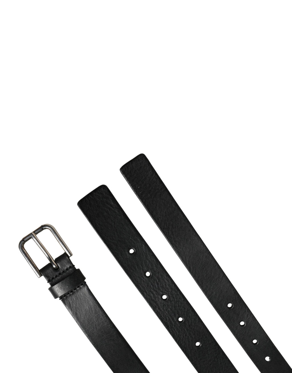 Dolce & Gabbana Black Double Strap Leather Silver Buckle Belt