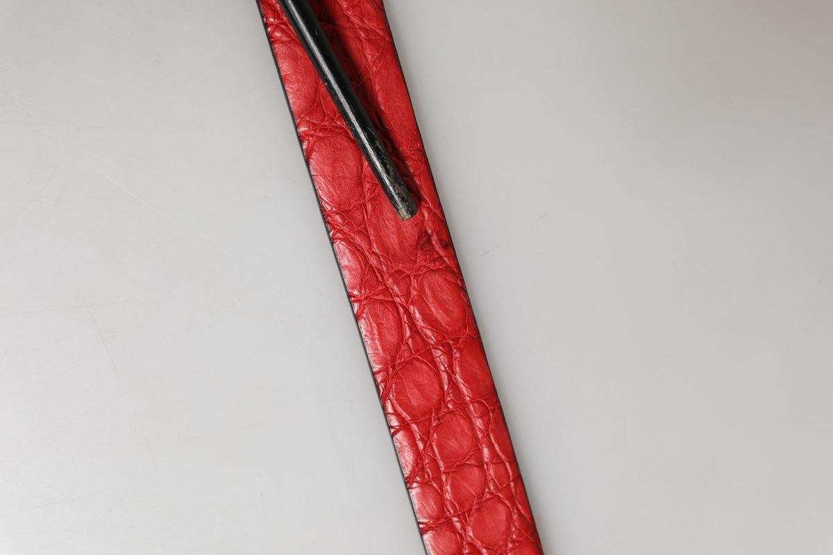 Dolce & Gabbana Men Red Exotic Leather Metal Buckle Belt