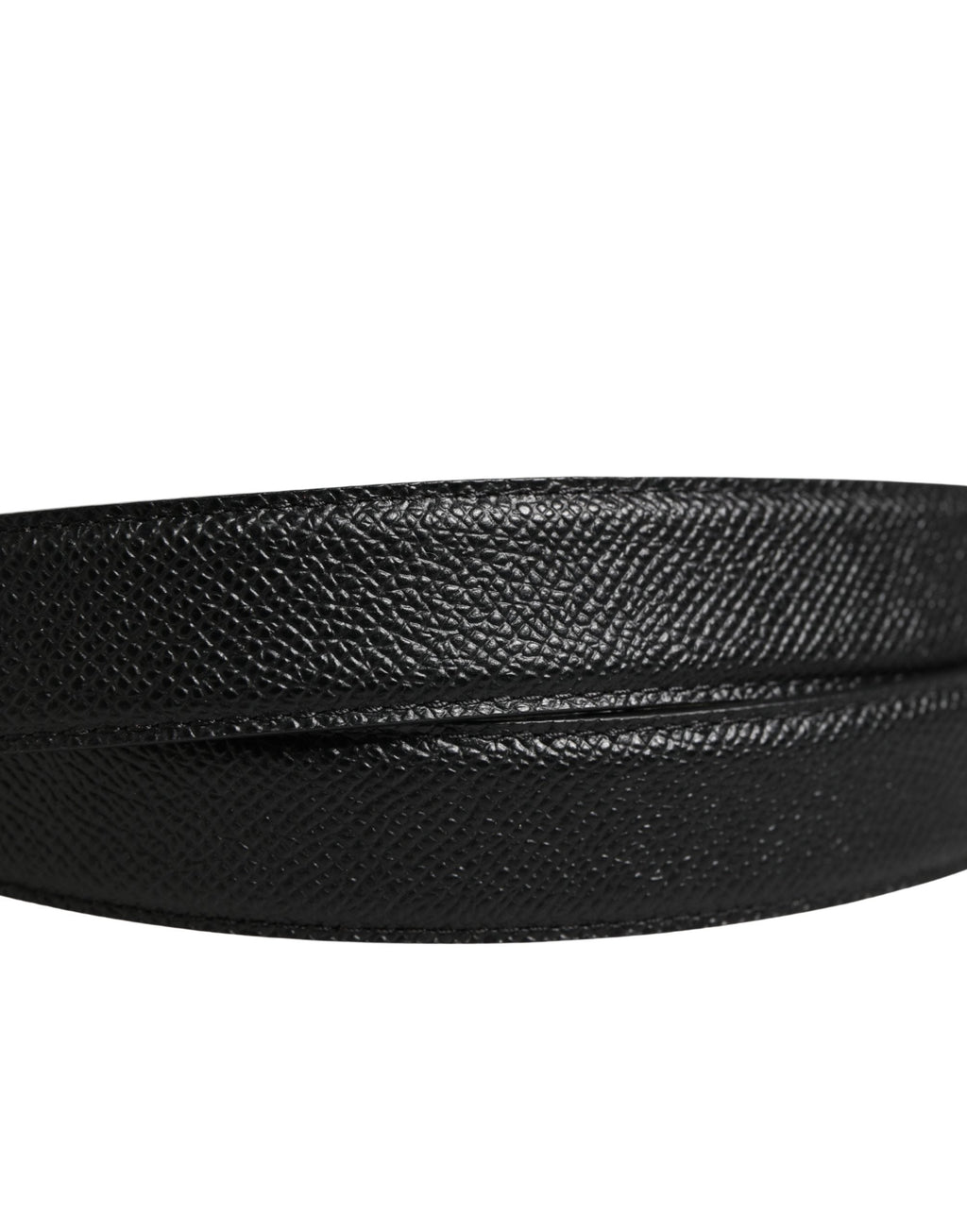 Dolce & Gabbana Men Black Calf Leather Logo Metal Buckle Belt