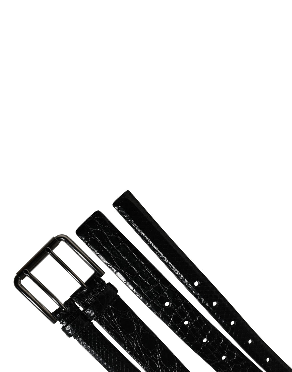 Dolce & Gabbana Men Black Exotic Leather Double Strap Belt