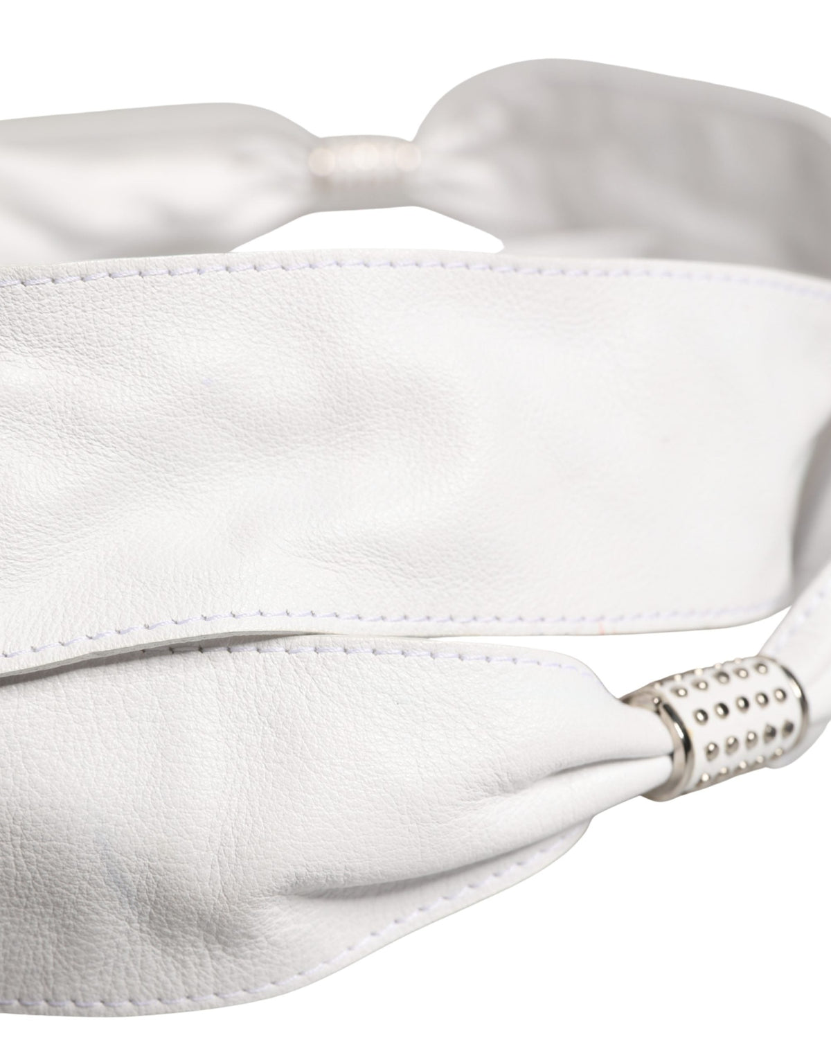 Orciani Women White Leather Embellished Wide Waist Cintura Belt