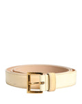 Prada Beige Leather Logo Waist Women Gold Metal Buckle Belt