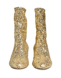 Dolce & Gabbana Gold Sequined Short Boots Stretch Shoes