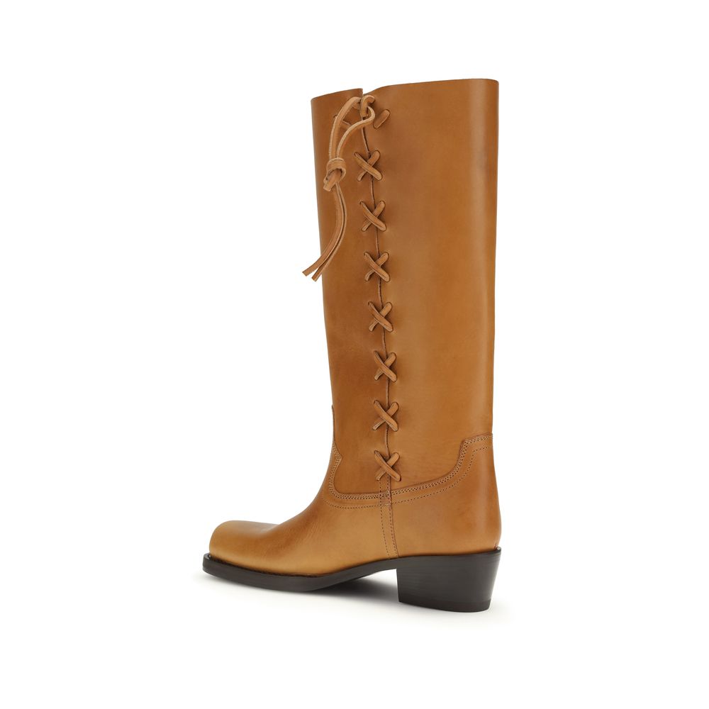 Paris Texas Brown Calf Leather Bos Taurus Lace-Up Boots
