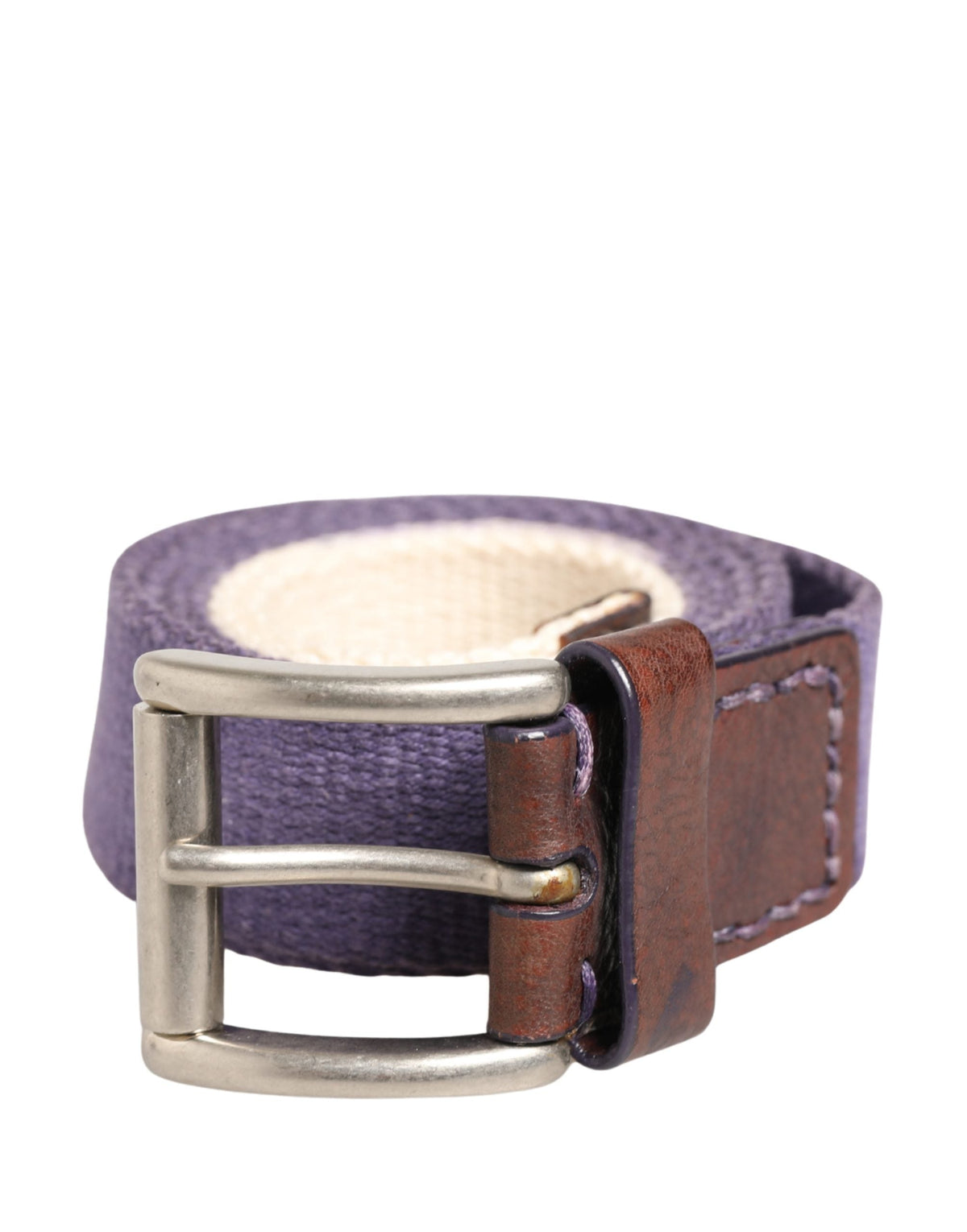 Ermanno Scervino Men Purple Canvas Silver Metal Buckle Belt