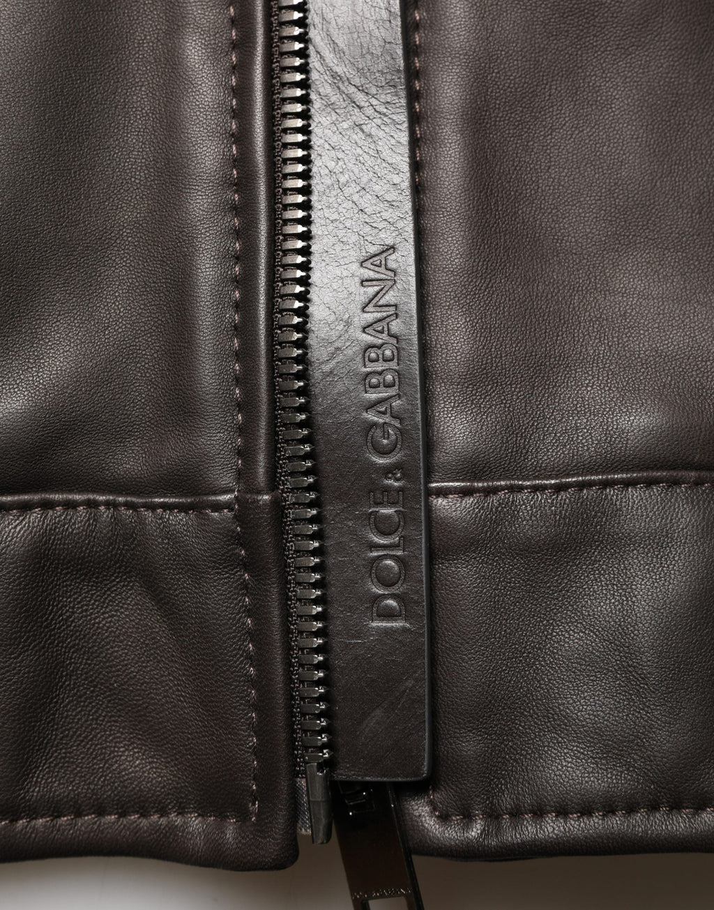 Dolce & Gabbana Black LambskinLeather Full Zip Biker Jacket