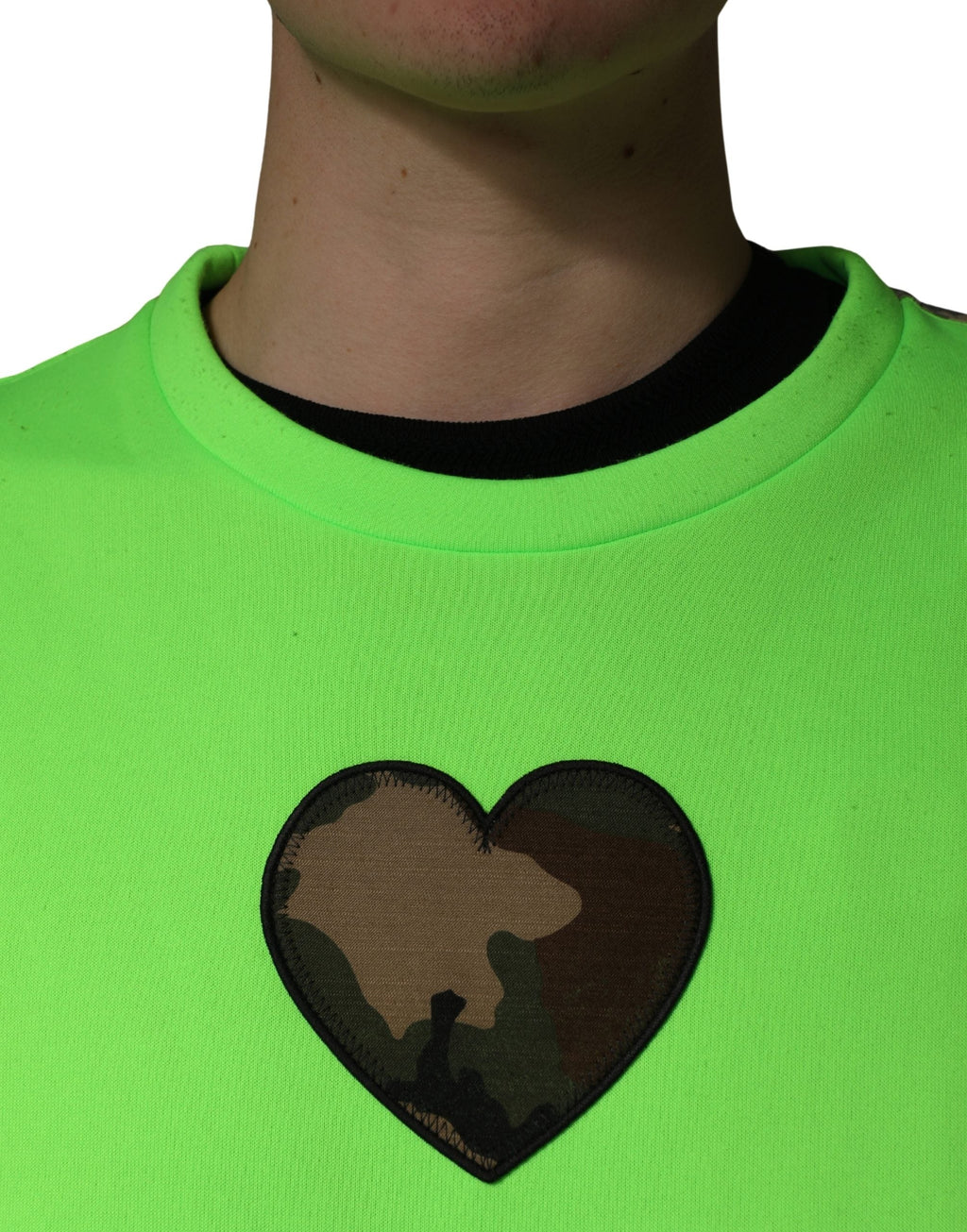 Dolce & Gabbana Green Patchwork Heart Men Sweatshirt Sweater