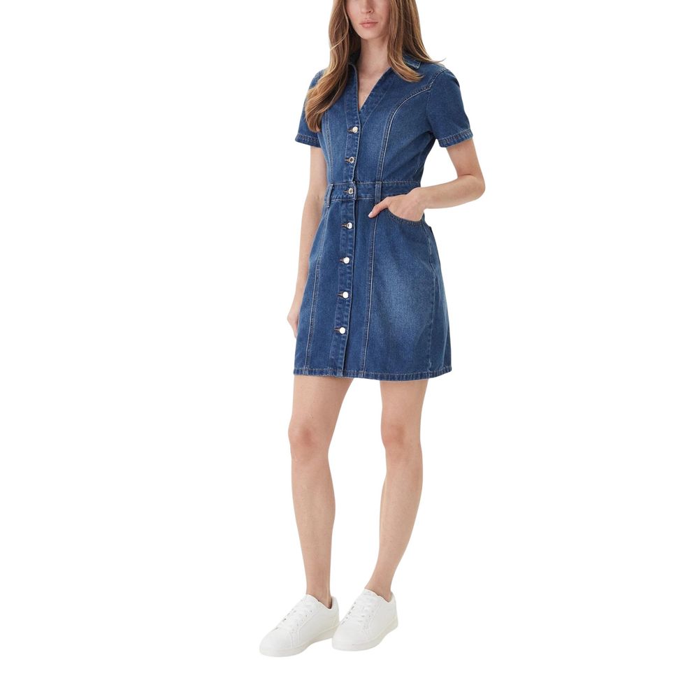 Morgan De Toi Blue Cotton Midi Dress