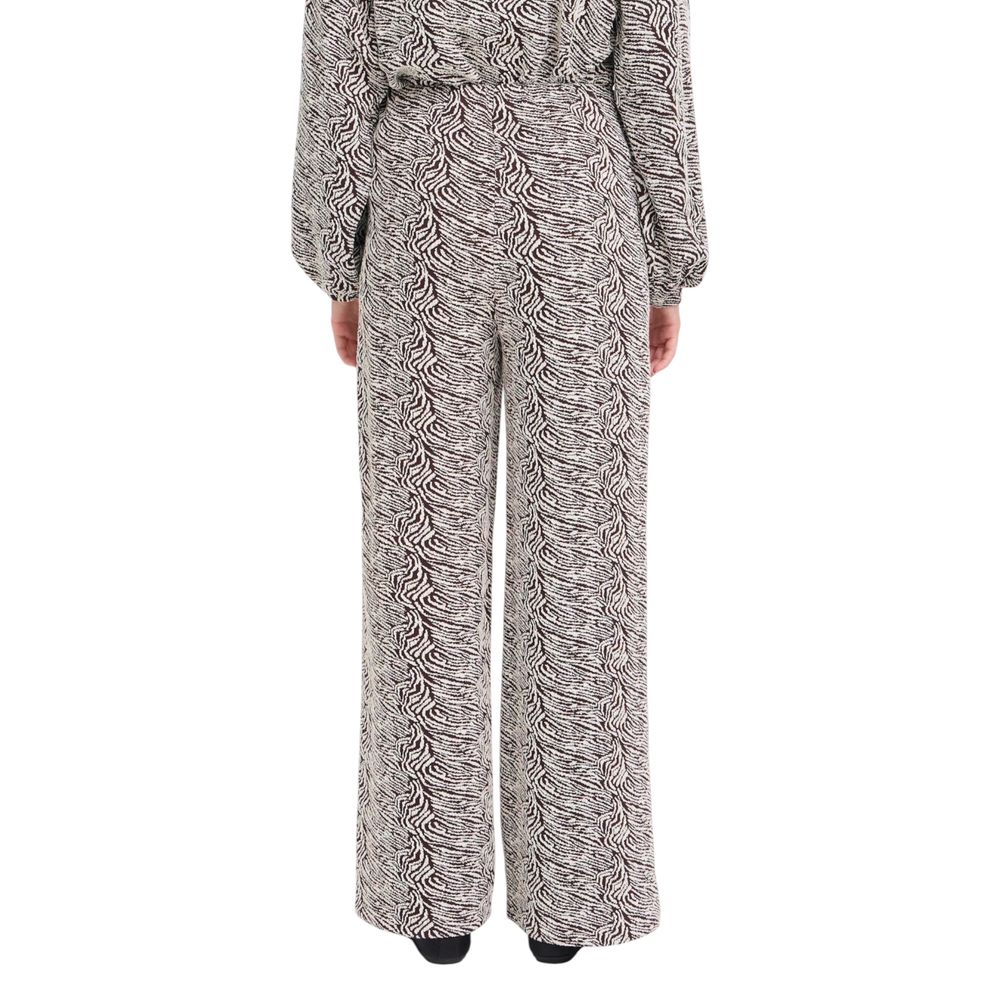 ICHI Brown Polyester Casual Pants