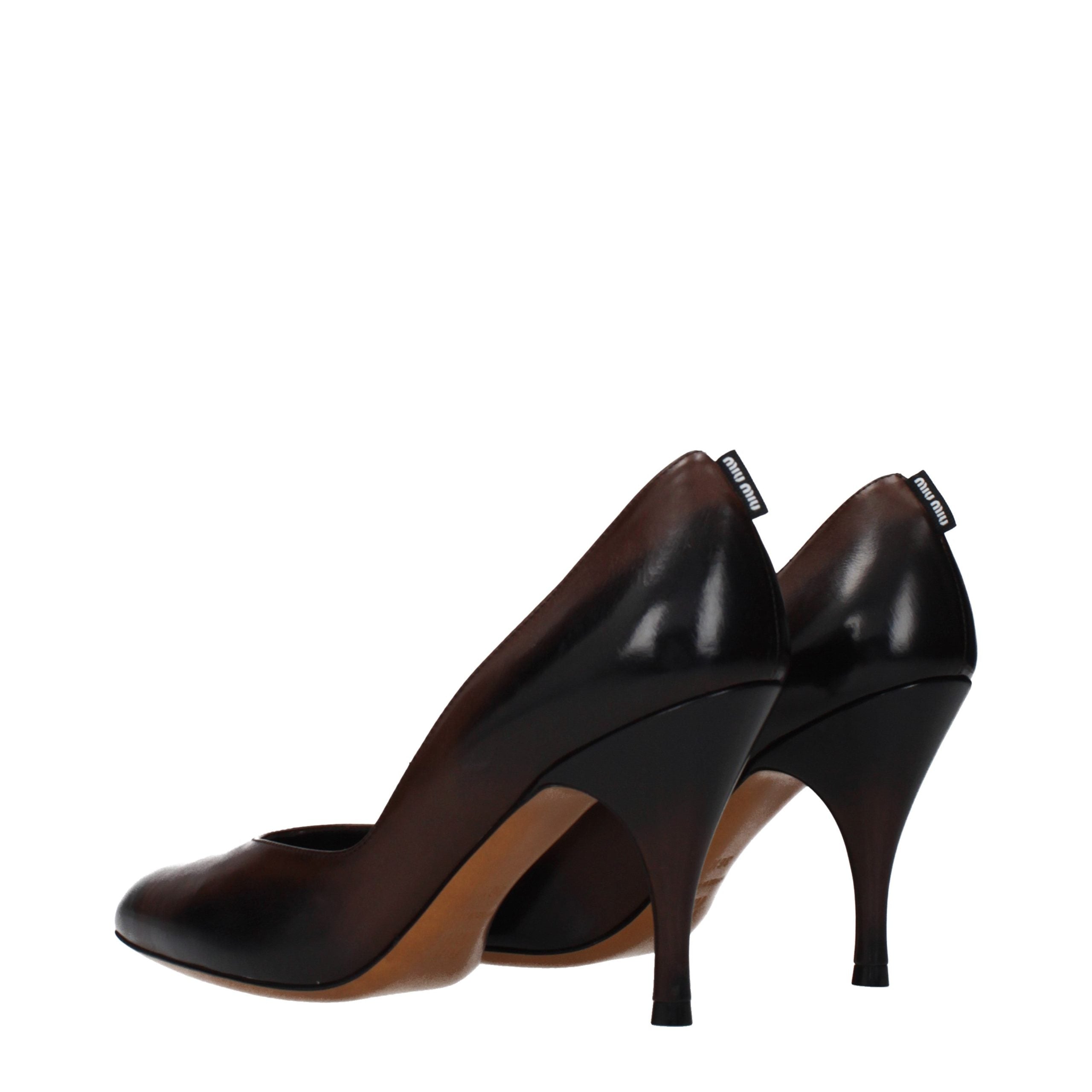 Brown Leather High Heel Pumps