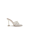 White Fabric Platform Sandals