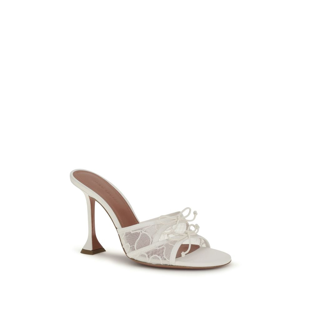 White Fabric Platform Sandals