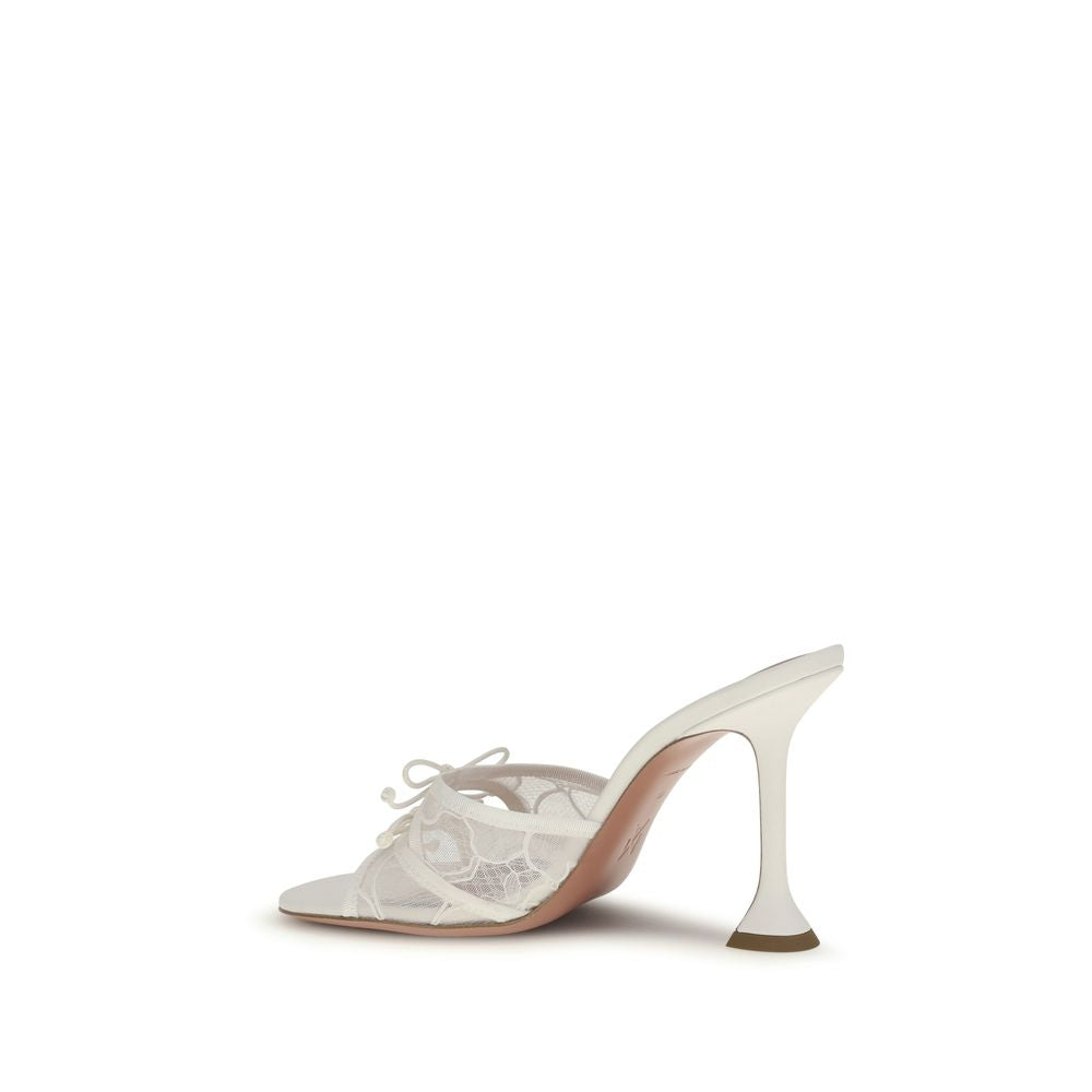 White Fabric Platform Sandals