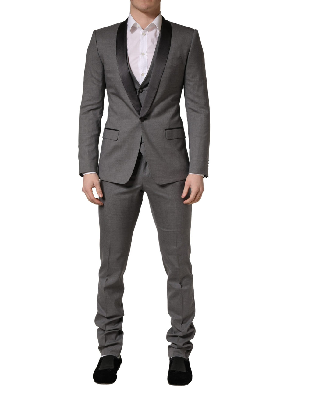 Dolce & Gabbana Gray Wool Single Breasted 1 Button 3PC Suit