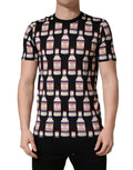 Dolce & Gabbana Black Bottle Print Cotton Crew Neck  T-shirt