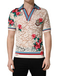 Dolce & Gabbana Beige Floral Tennis Club Lace Polo T-shirt