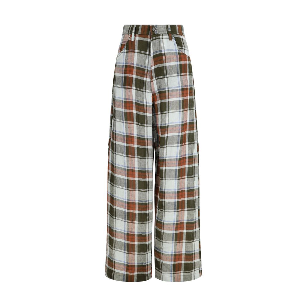 MARBELL Red Linen Casual Pants