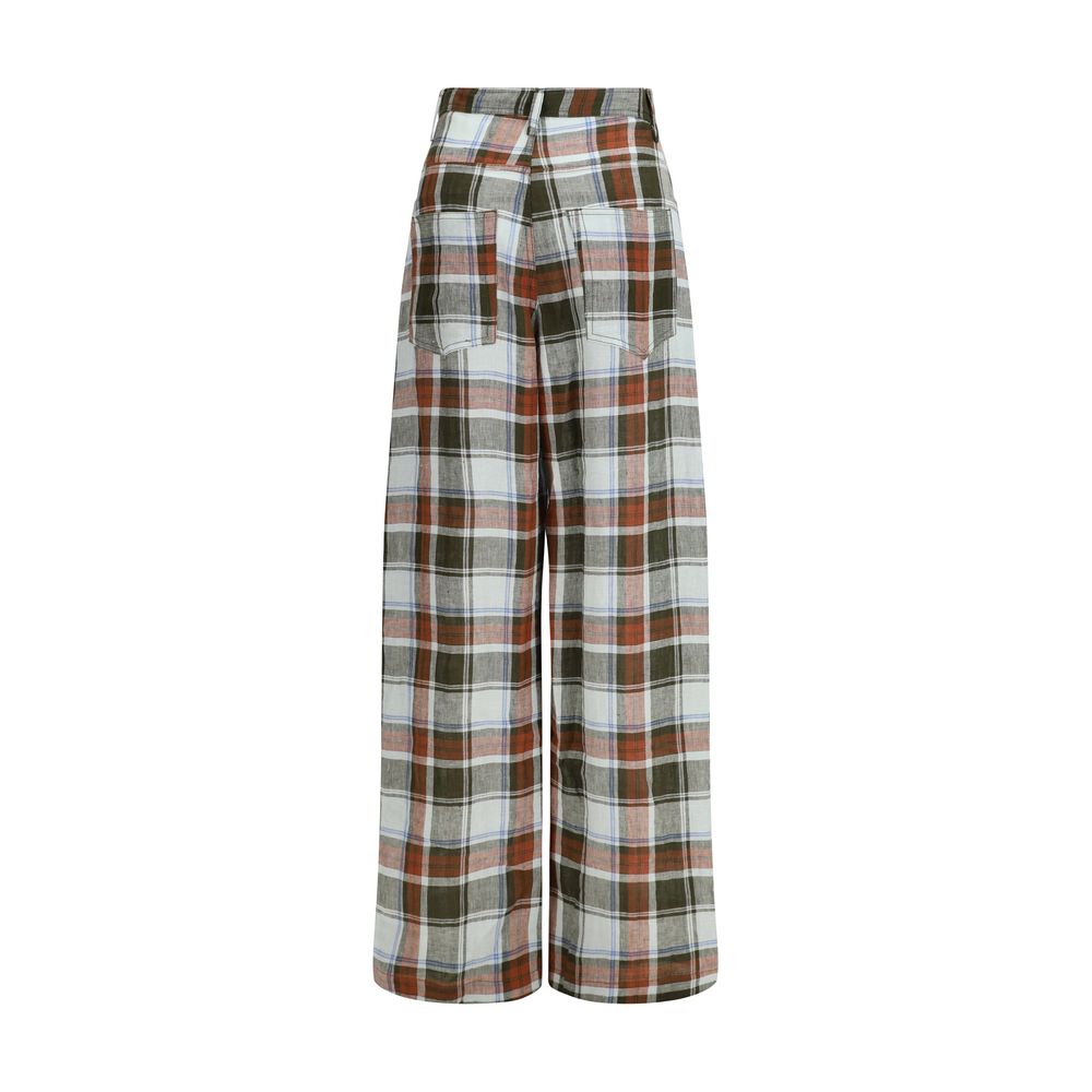 MARBELL Red Linen Casual Pants