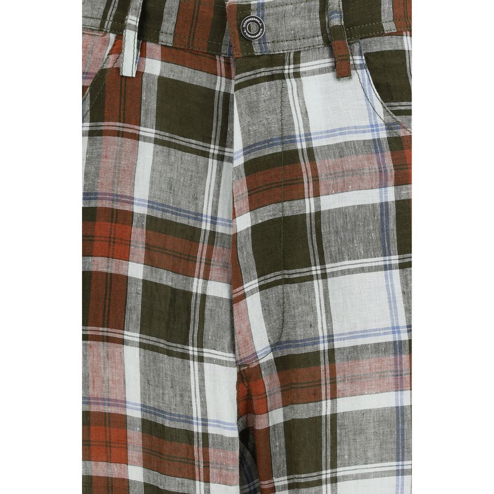 MARBELL Red Linen Casual Pants