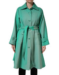 Dolce & Gabbana Green Buttoned Down Belt Trench Coat Jacket
