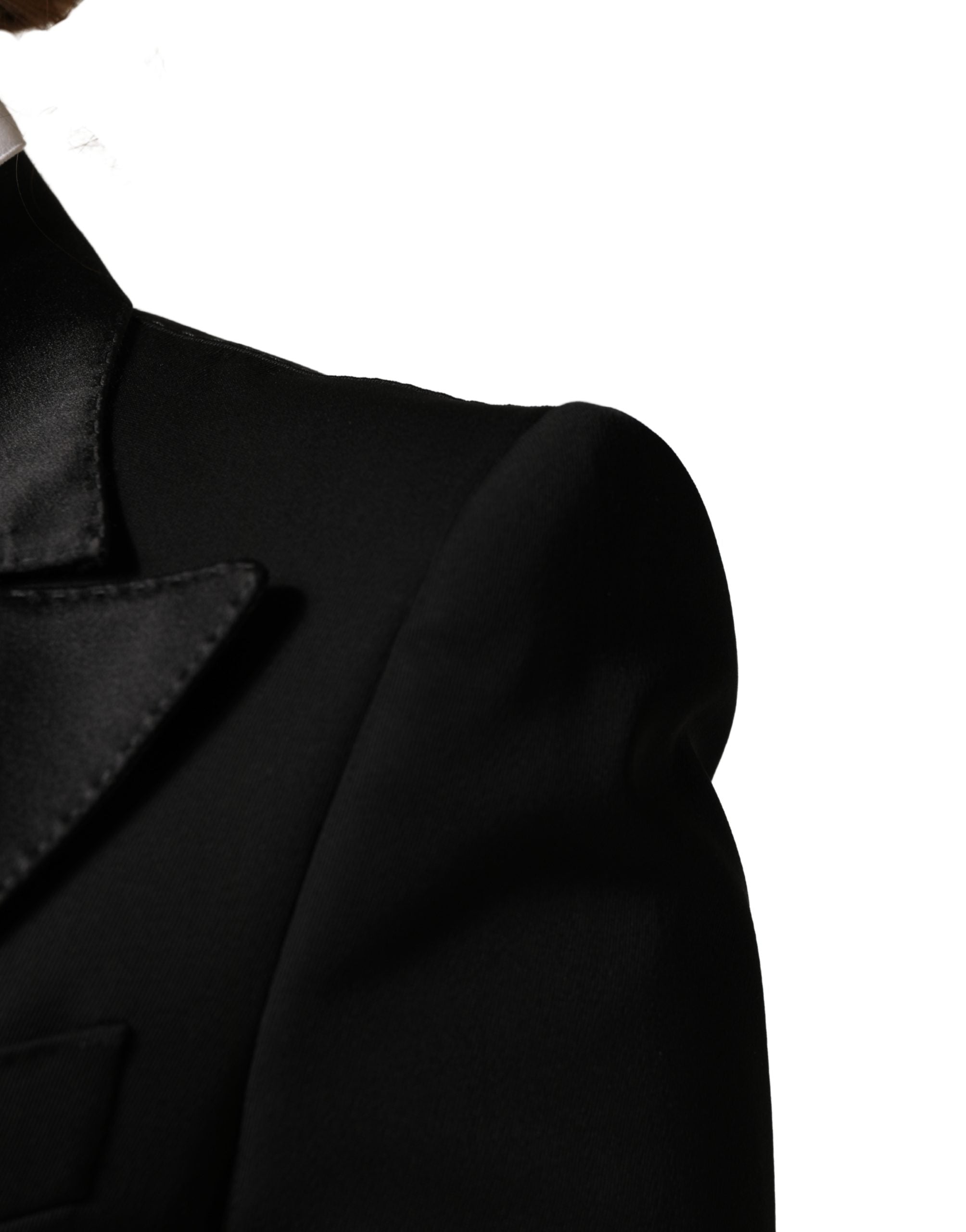 Black Wool Single Breasted Blazer Jacket