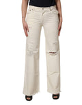R13 Mid Waisted Bootcut Tattered Denim Trouser Jeans