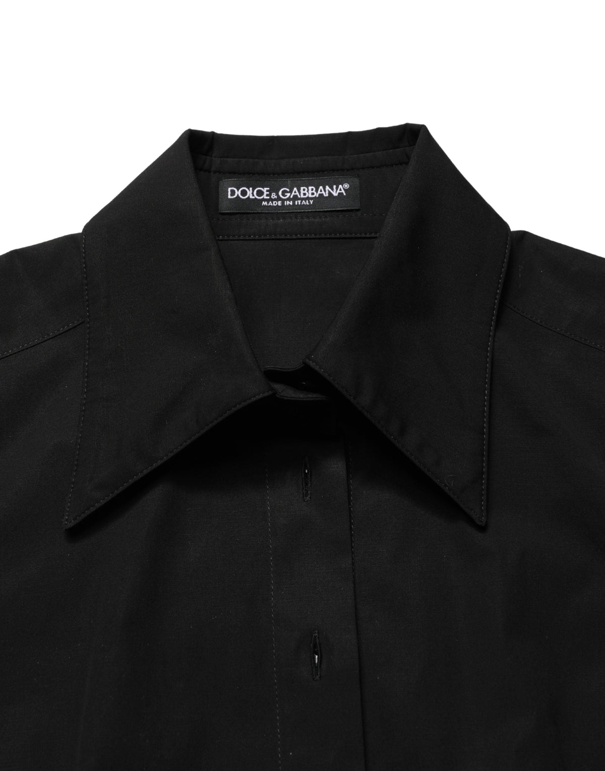 Dolce & Gabbana Black Cotton Sleeveless Collared Blouse Top